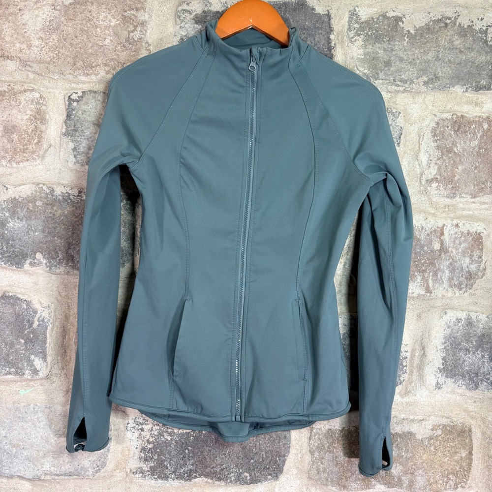 Yogalicious Womens Full Zip Activewear Jacket Slate Blue Green QB3237 Size Small